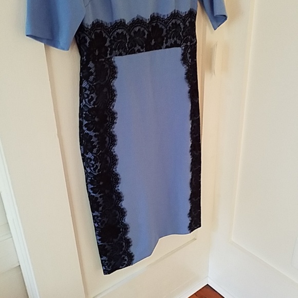 Periwinkle Blue Dress With Black Lace - Picture 5 of 6